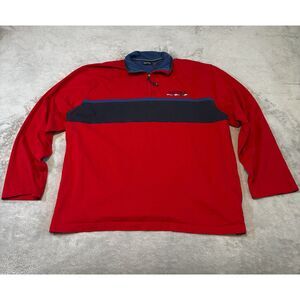 Nautica Red Colorblock Quarter Zip Pullover Shirt Men’s XXL Long Sleeve Vintage